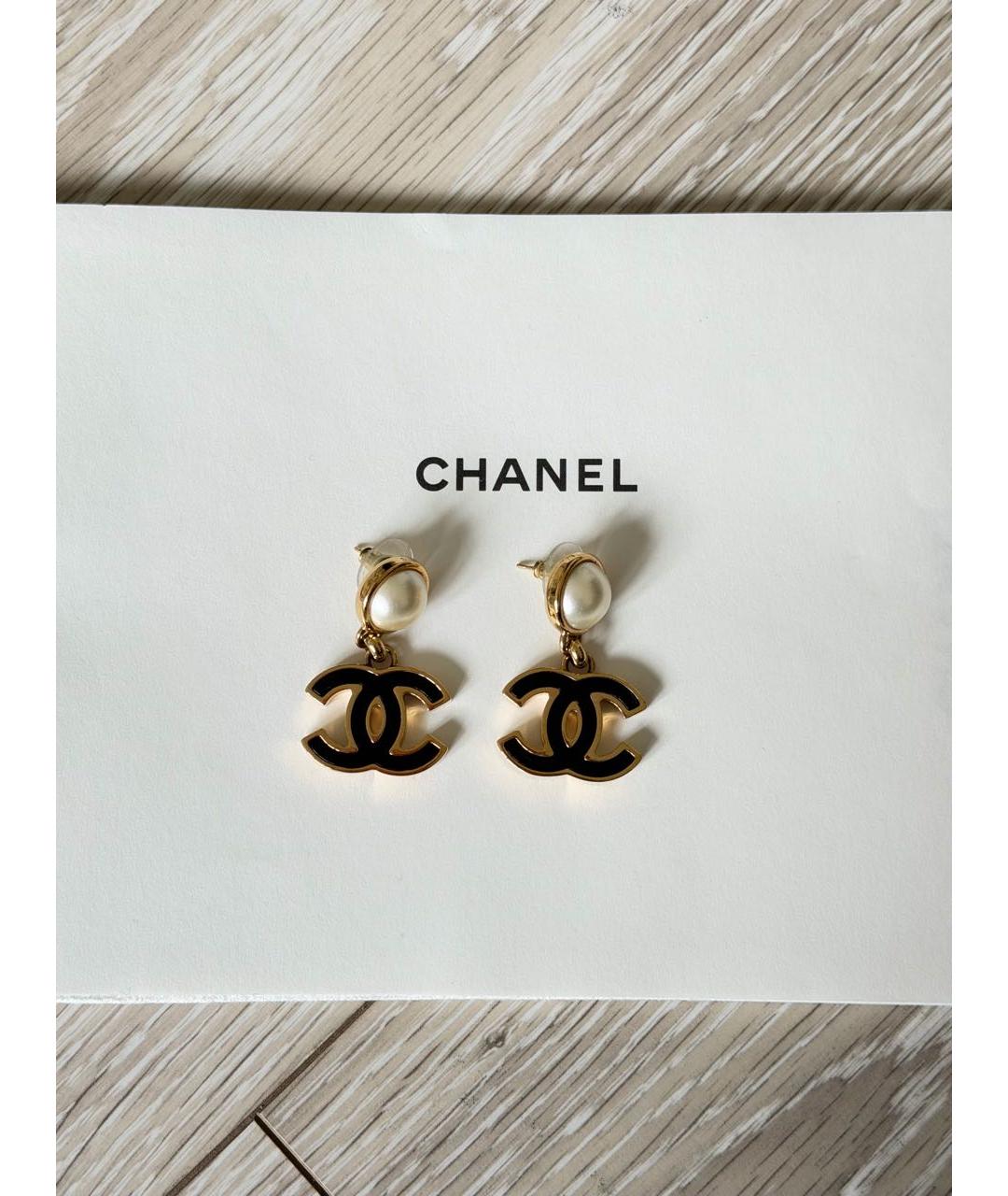 CHANEL Черные серьги, фото 4