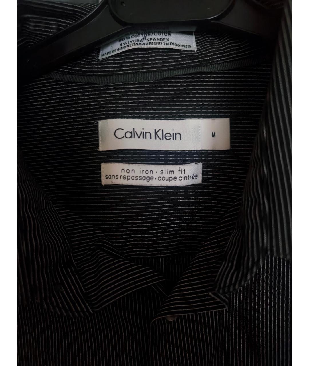 CALVIN KLEIN Черная хлопко-полиэстеровая классическая рубашка, фото 3