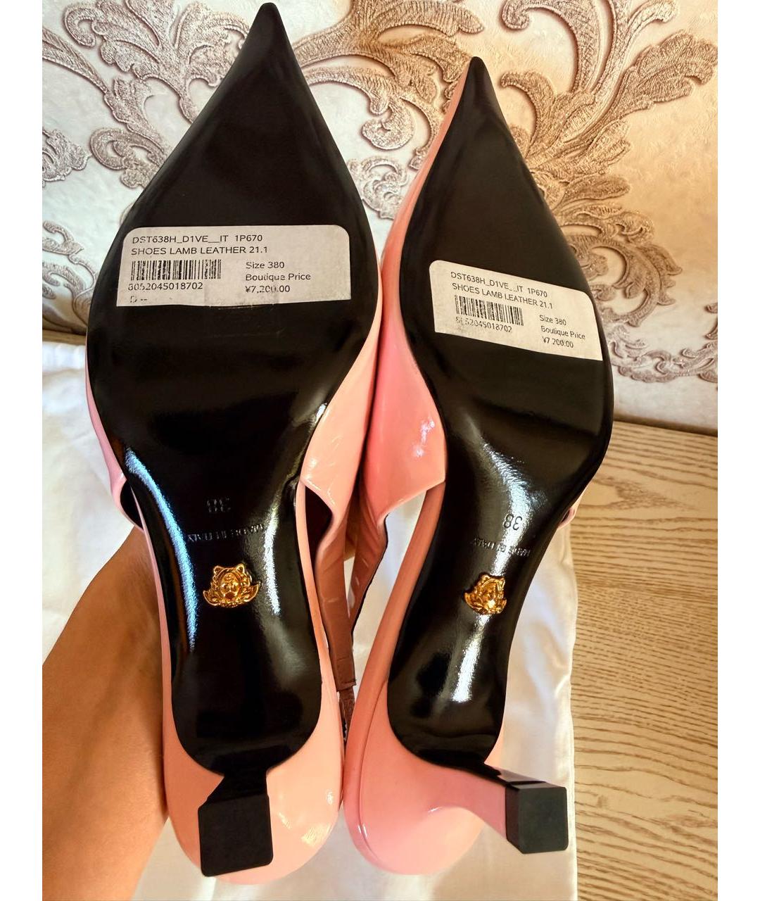 VERSACE Розовые кожаные туфли, фото 5