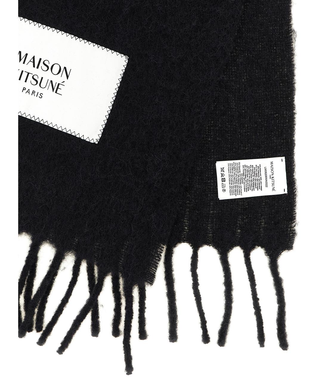 MAISON KITSUNE Черный шерстяной шарф, фото 3