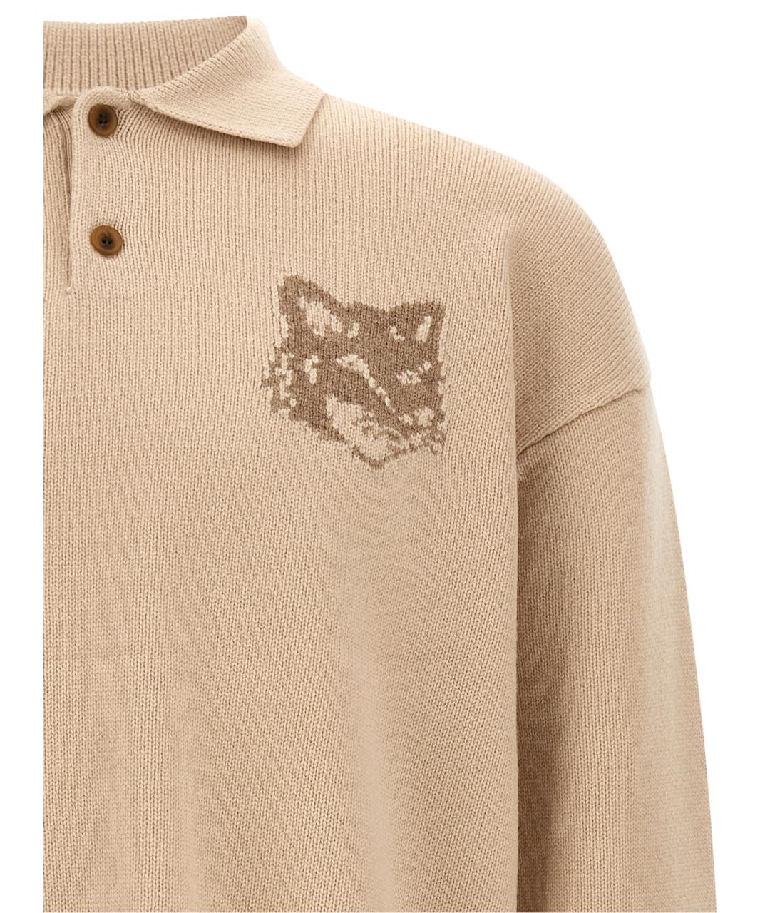 MAISON KITSUNE Бежевый шерстяной джемпер / свитер, фото 3