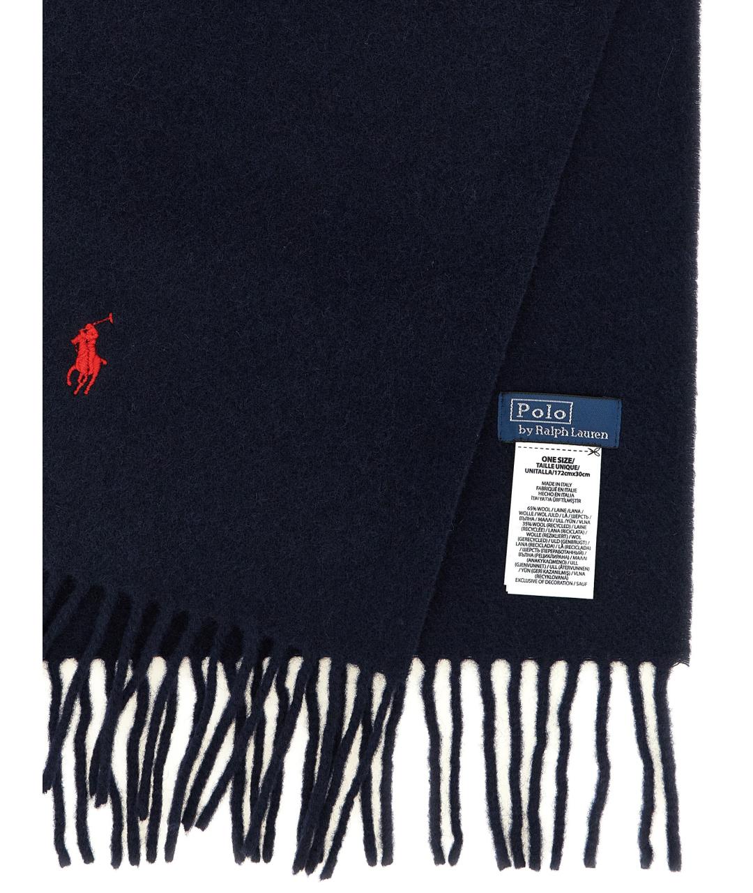 POLO RALPH LAUREN Синий шерстяной шарф, фото 3