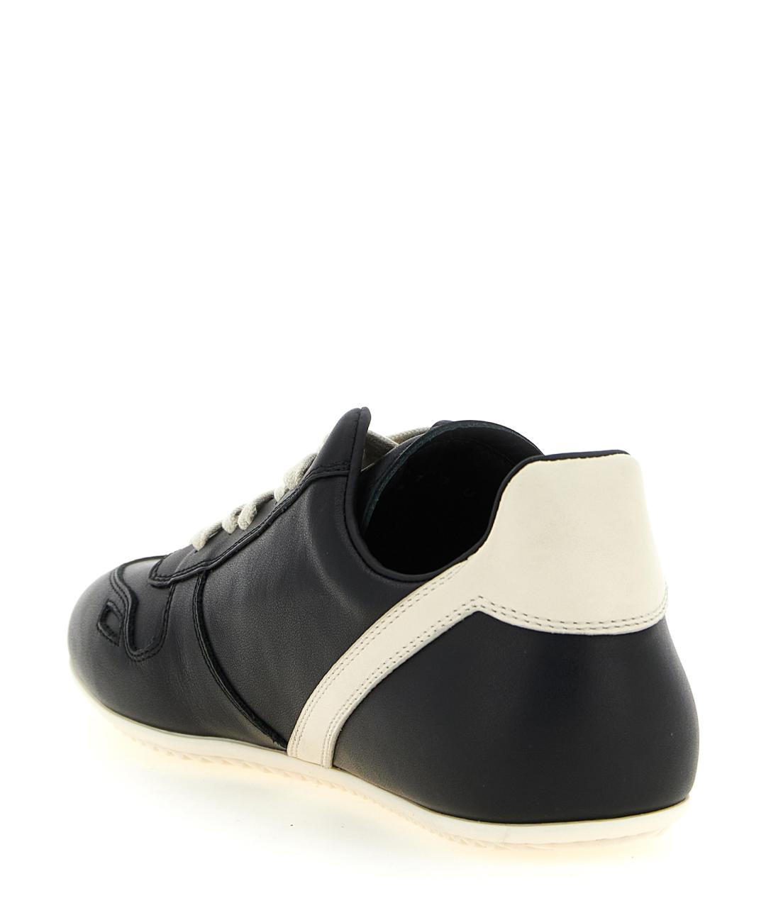 RICK OWENS Черные кожаные низкие кроссовки / кеды, фото 3