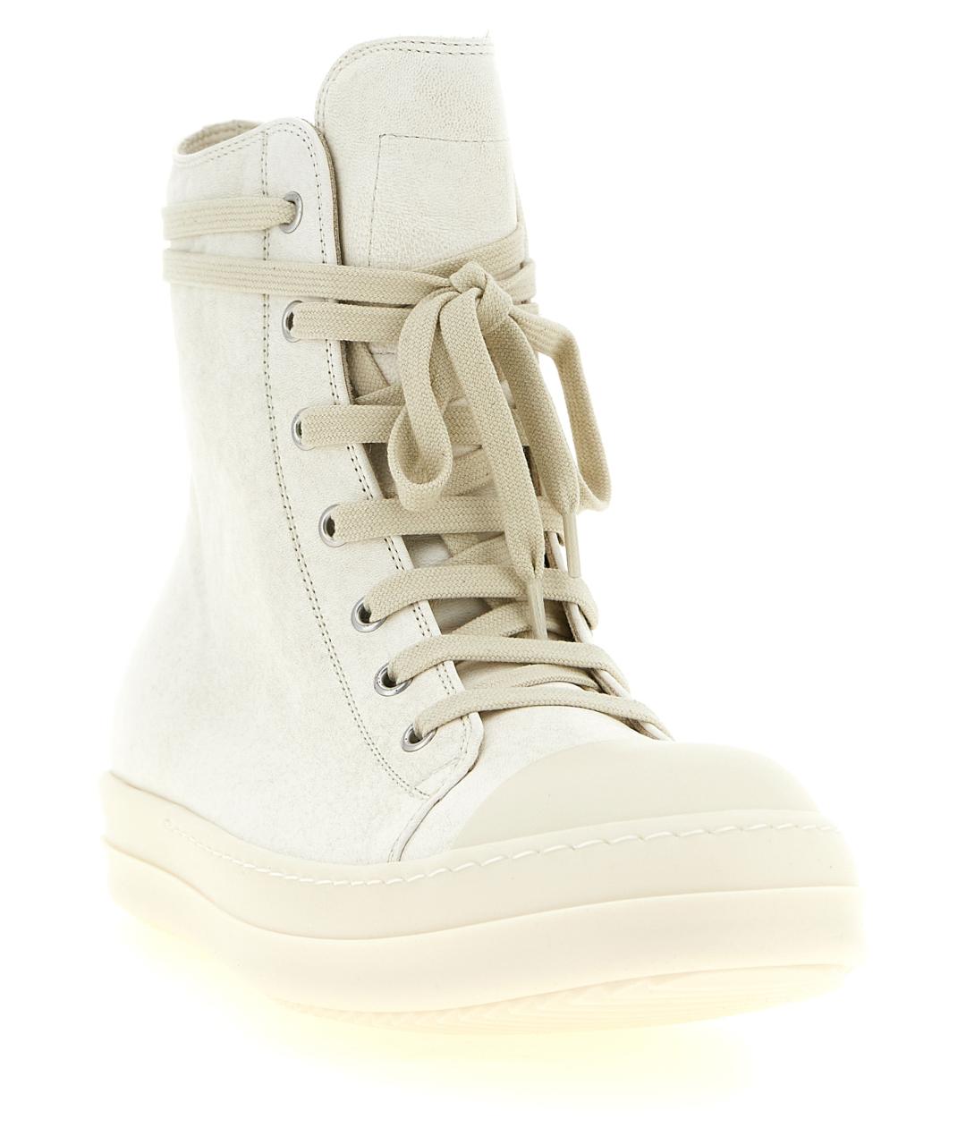 RICK OWENS Белые кожаные низкие кроссовки / кеды, фото 2