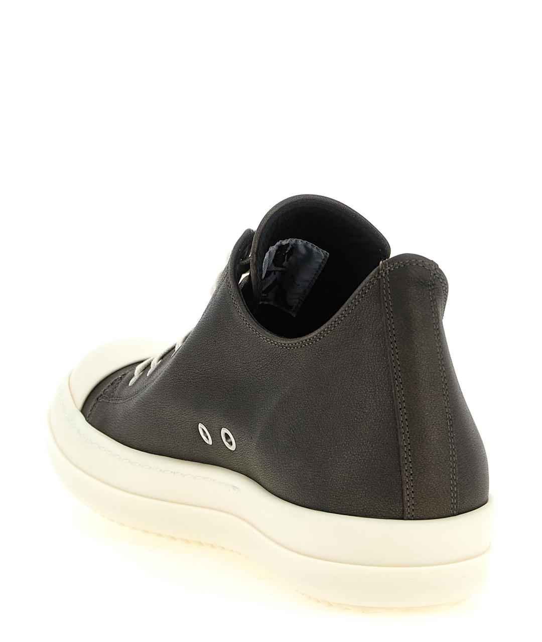 RICK OWENS Черные кожаные низкие кроссовки / кеды, фото 3
