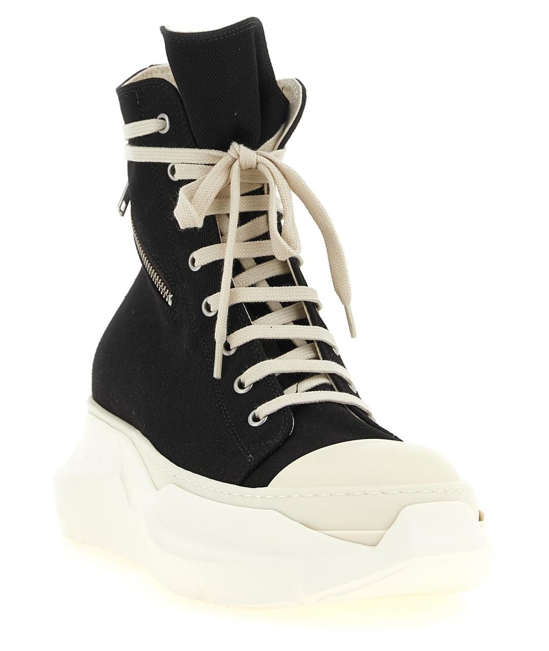 RICK OWENS DRKSHDW Черные текстильные высокие кроссовки / кеды, фото 2