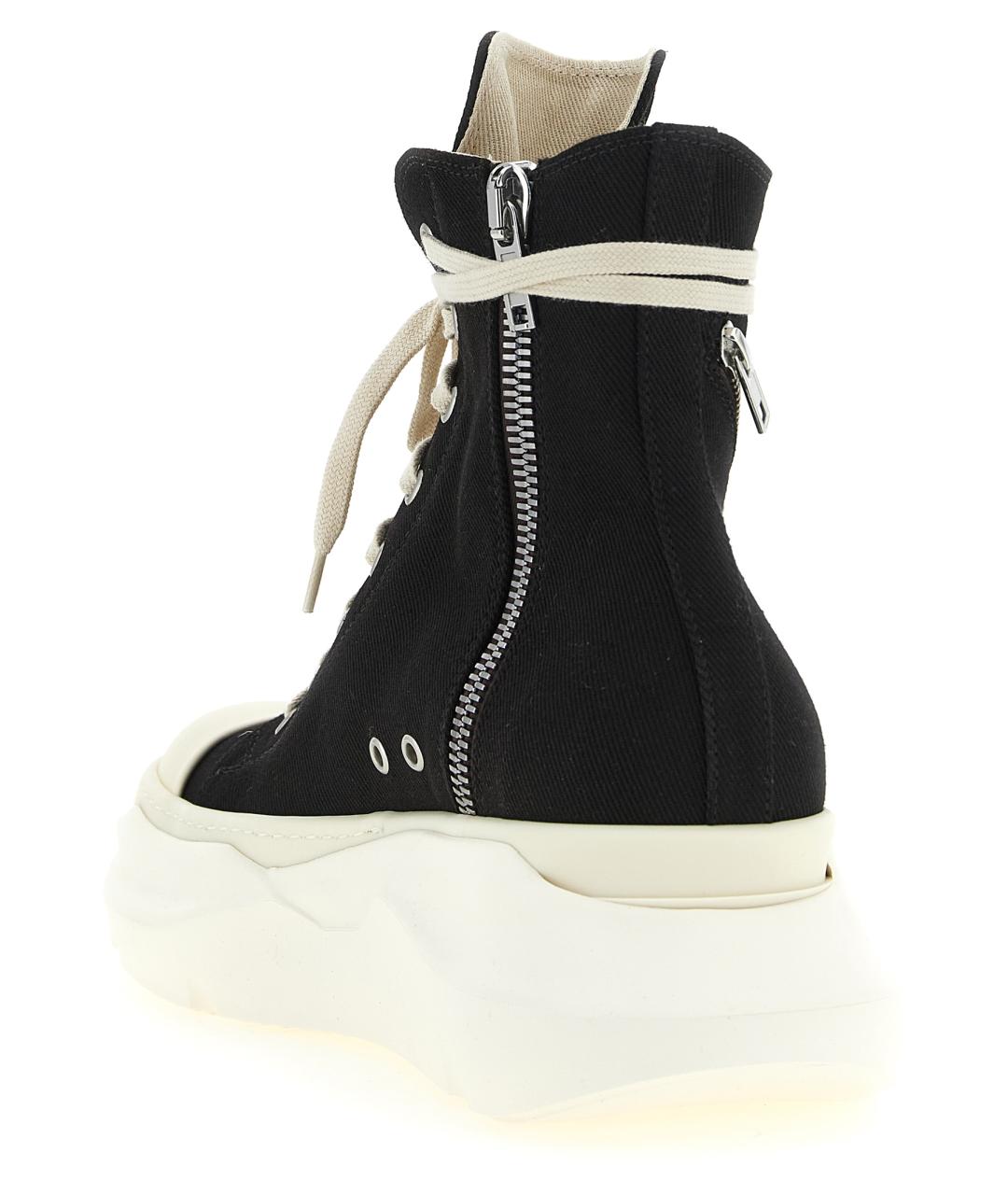 RICK OWENS DRKSHDW Черные текстильные высокие кроссовки / кеды, фото 3