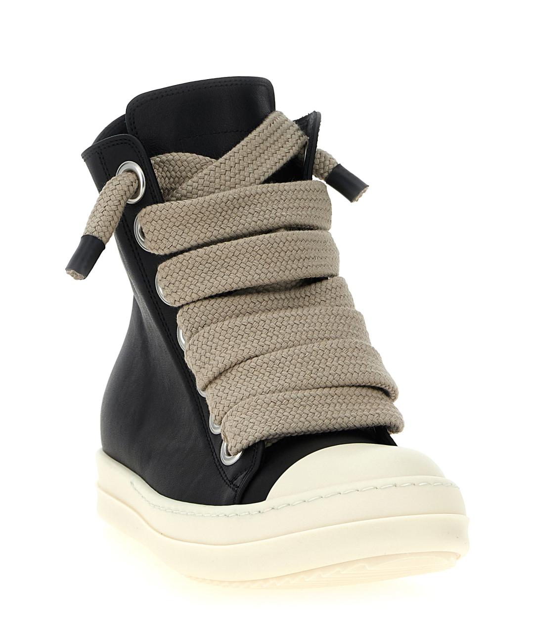 RICK OWENS Черные кожаные кроссовки, фото 2