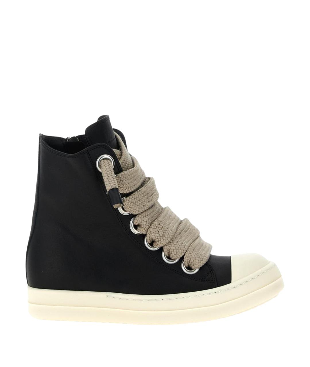 RICK OWENS Черные кожаные кроссовки, фото 1