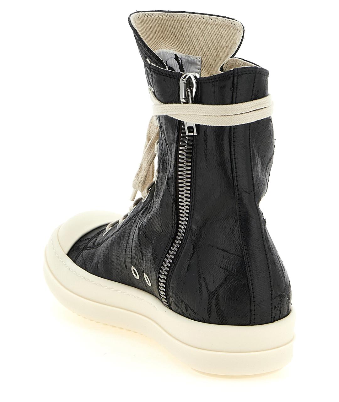 RICK OWENS DRKSHDW Черные текстильные высокие кроссовки / кеды, фото 3
