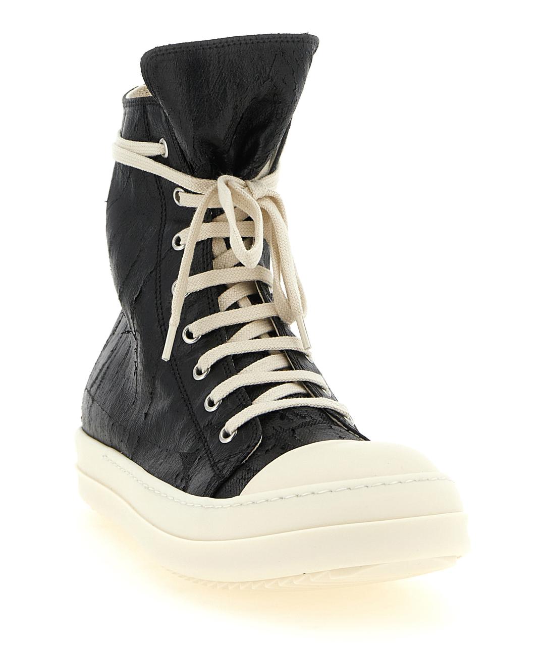 RICK OWENS DRKSHDW Черные текстильные высокие кроссовки / кеды, фото 2