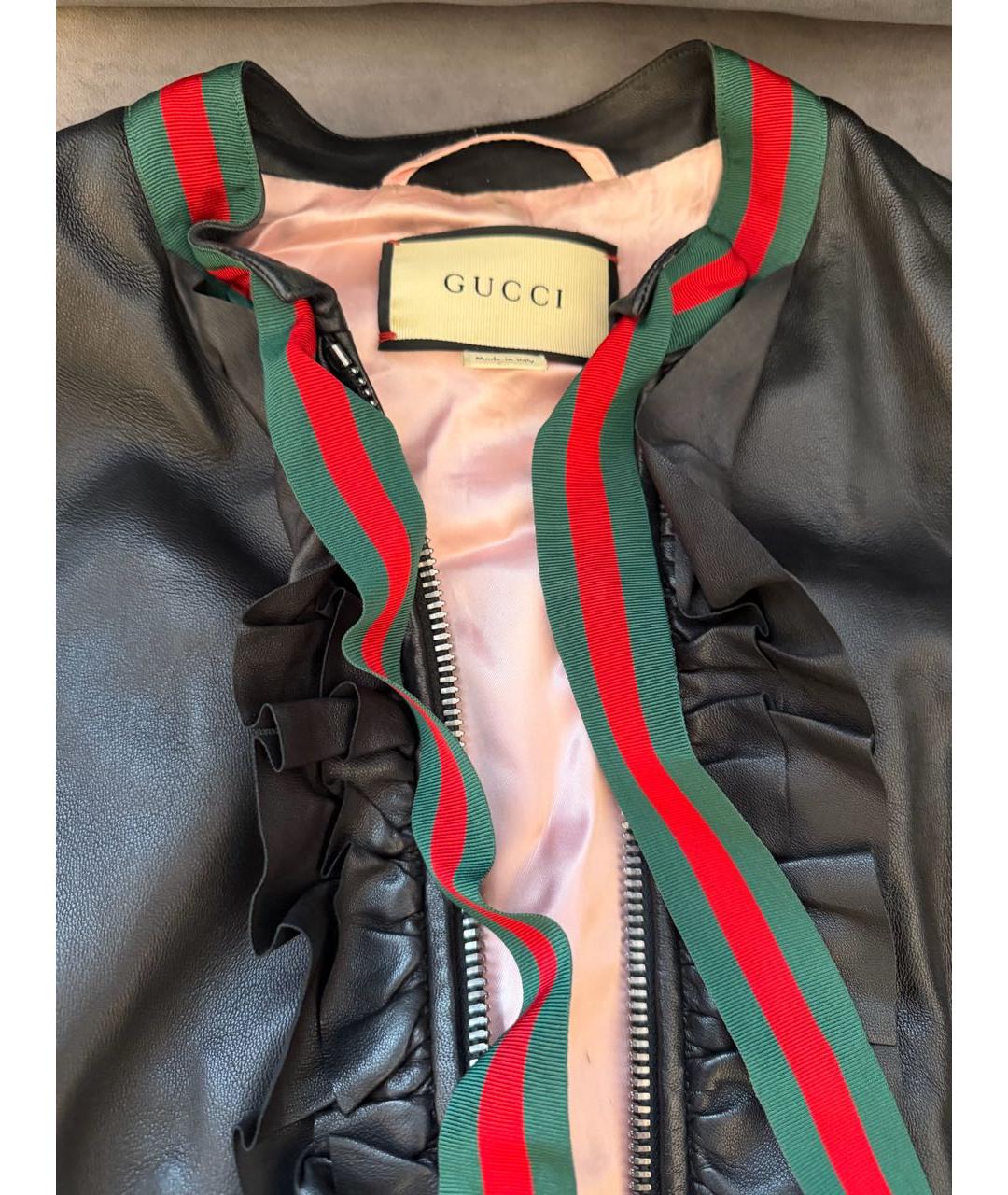 GUCCI Черная кожаная куртка, фото 3