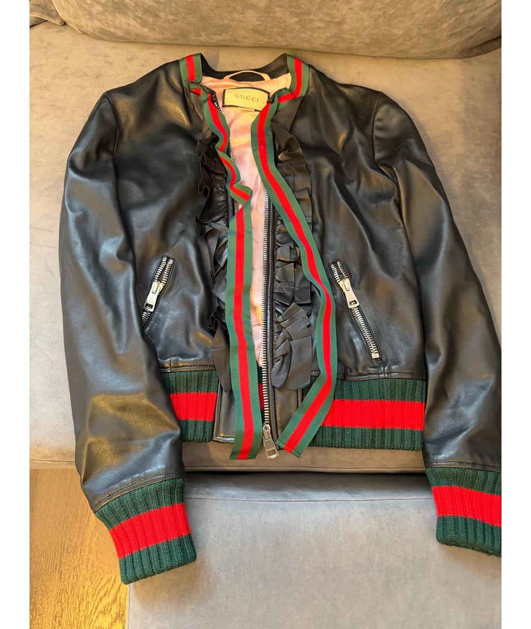 GUCCI Черная кожаная куртка, фото 2