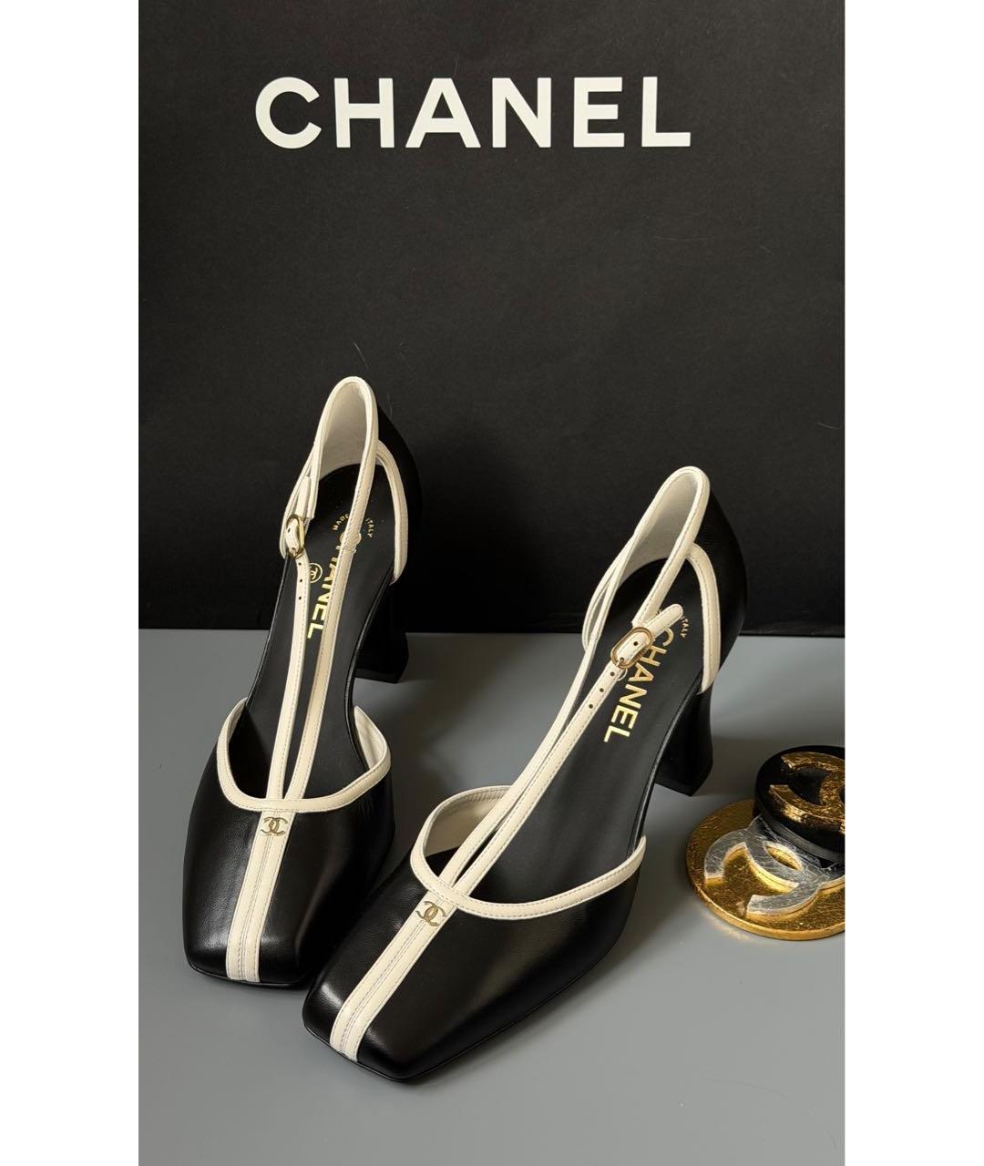 CHANEL Черные кожаные туфли, фото 2