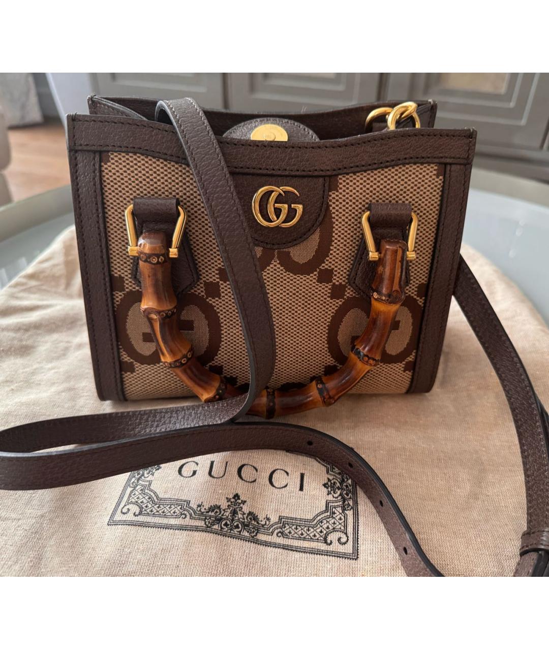 GUCCI Коричневая сумка с короткими ручками, фото 3