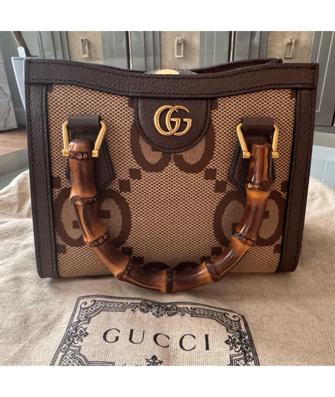 GUCCI Коричневая сумка с короткими ручками, фото 5