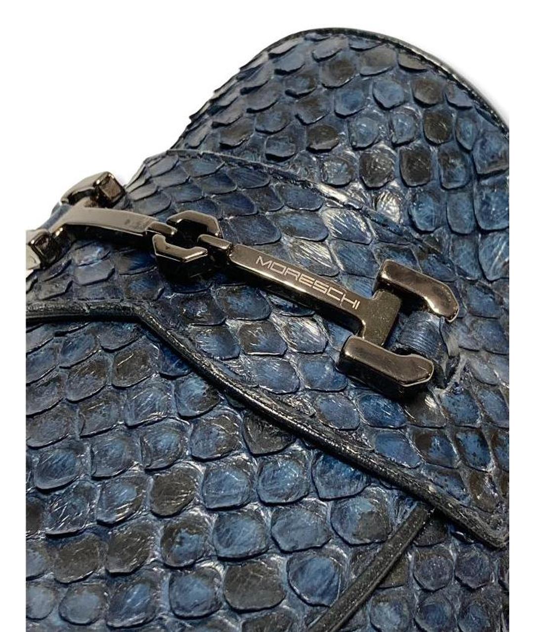 MORESCHI Темно-синие лоферы из экзотической кожи, фото 9