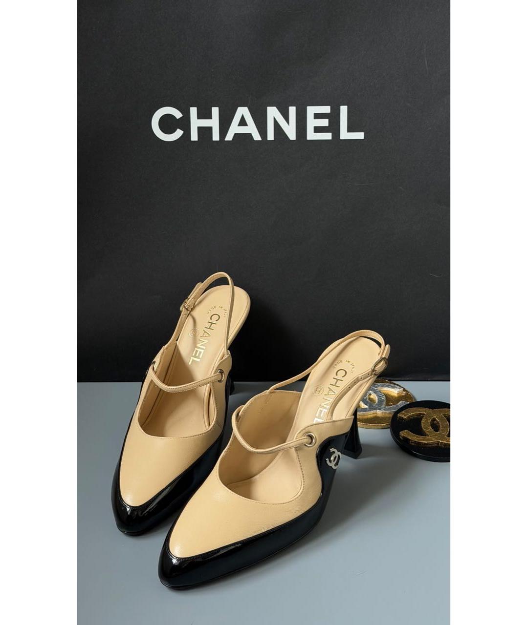 CHANEL Бежевые кожаные туфли, фото 2
