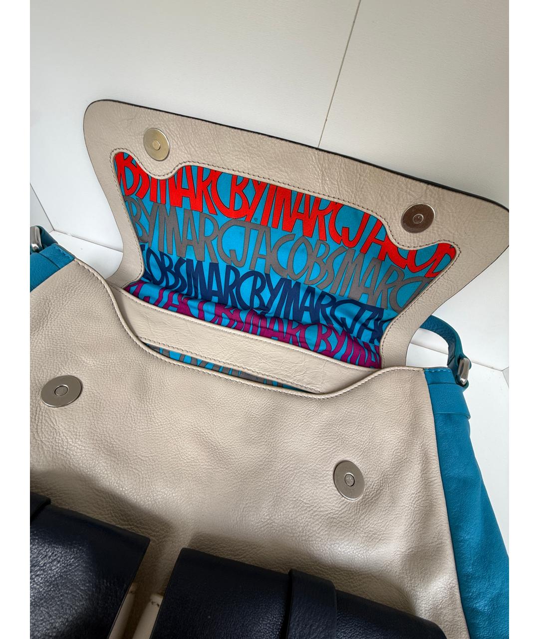 MARC BY MARC JACOBS Голубая кожаная сумка с короткими ручками, фото 3