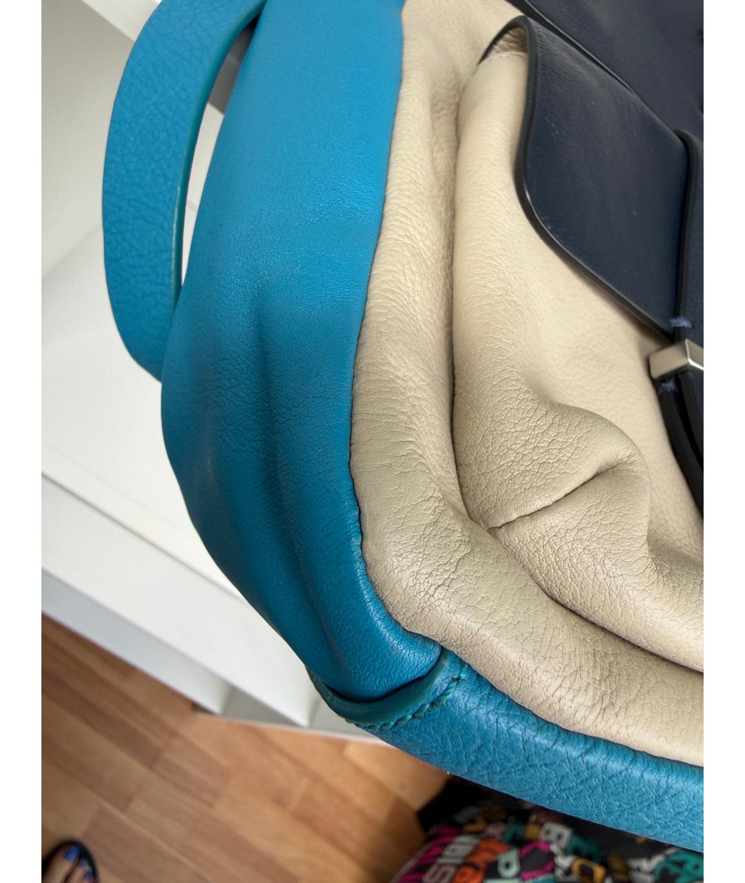 MARC BY MARC JACOBS Голубая кожаная сумка с короткими ручками, фото 6