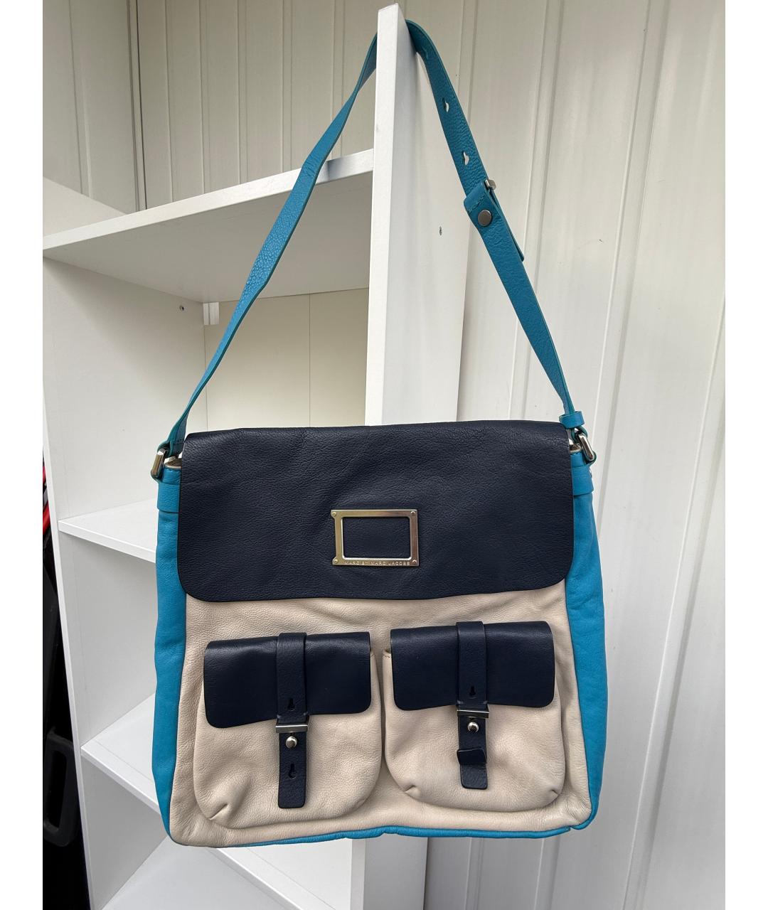 MARC BY MARC JACOBS Голубая кожаная сумка с короткими ручками, фото 8