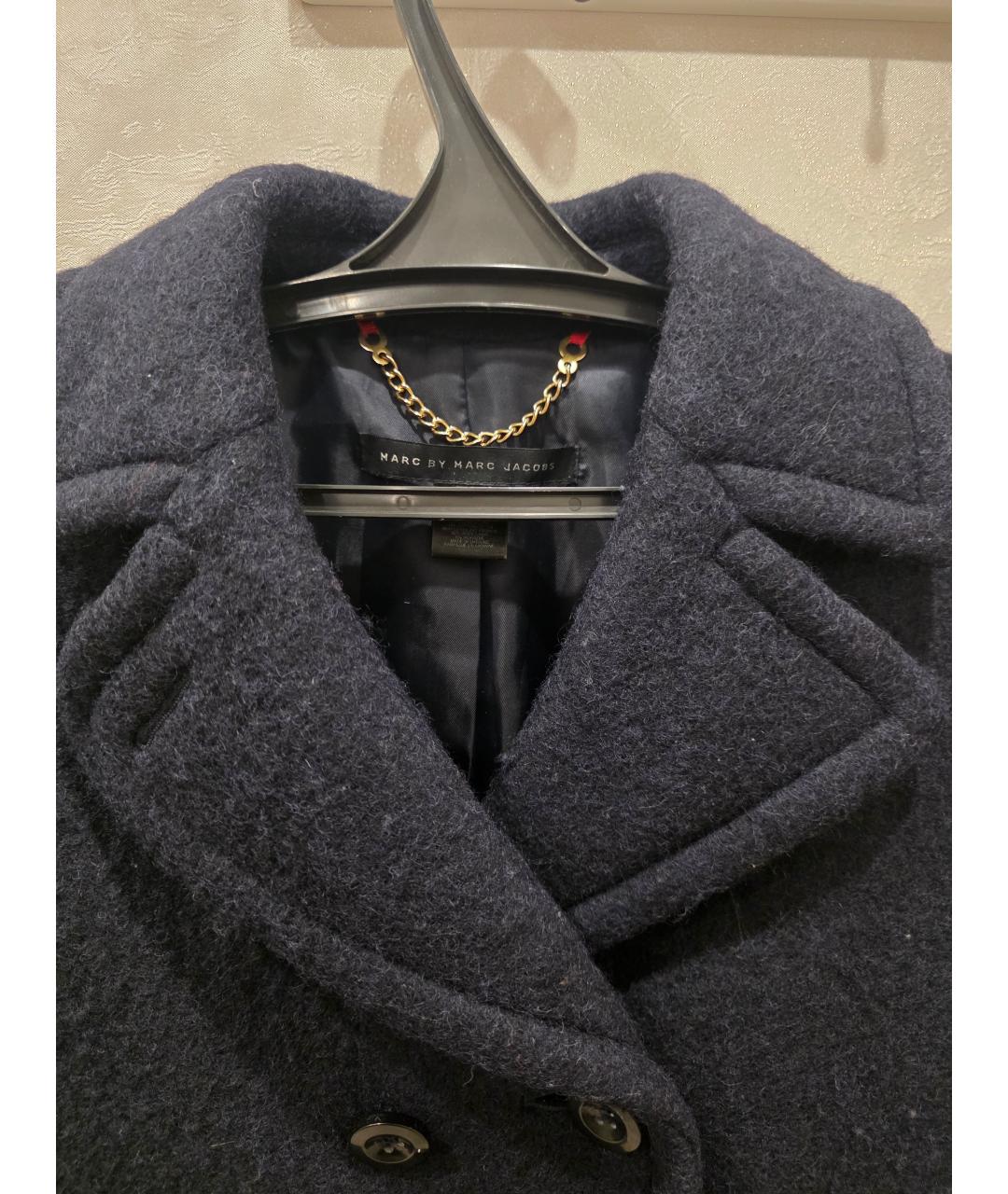 MARC BY MARC JACOBS Темно-синее шерстяное пальто, фото 3