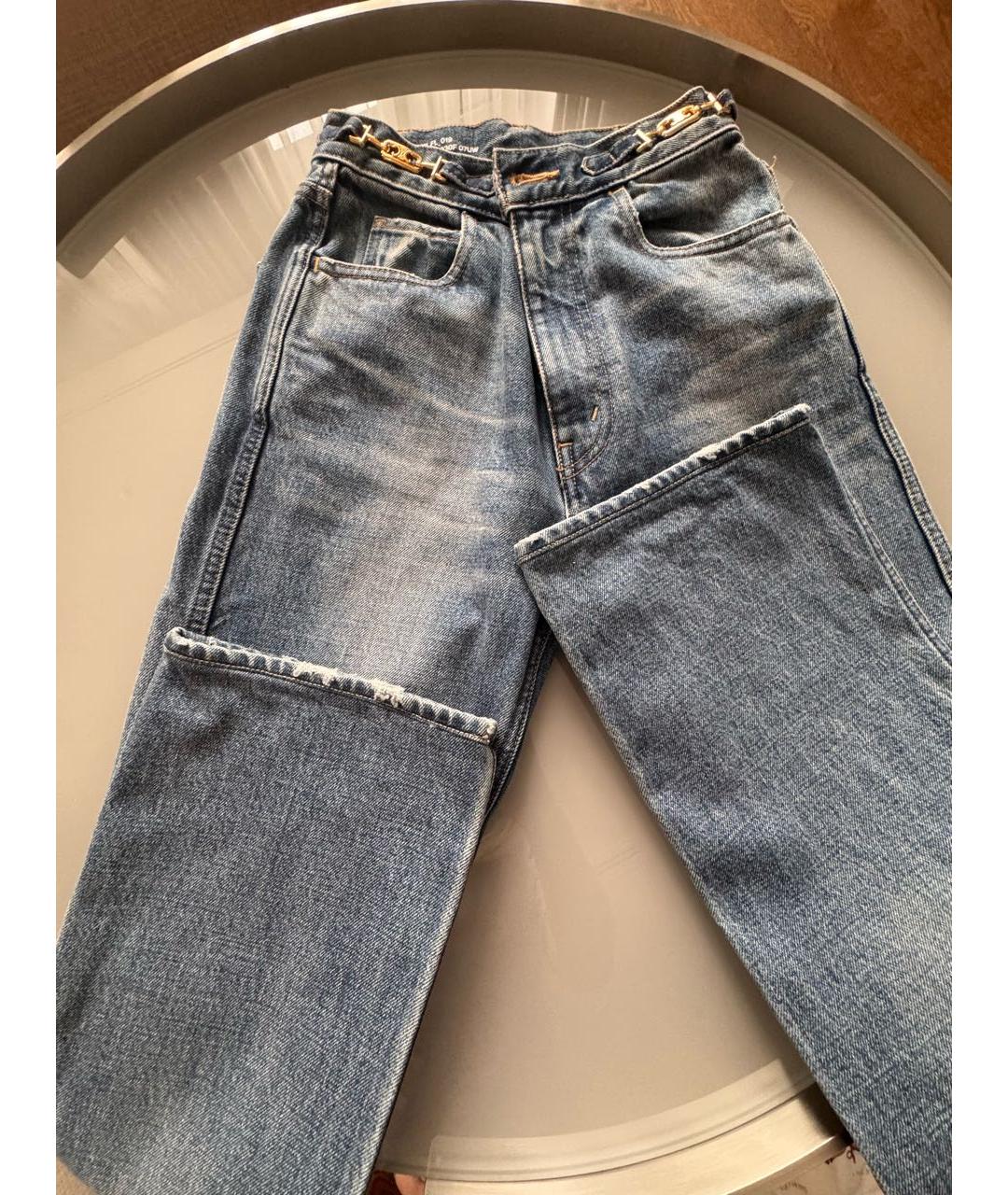 CELINE Голубые хлопковые прямые джинсы, фото 2