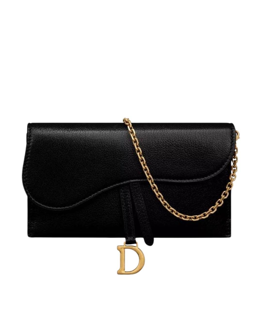 CHRISTIAN DIOR Черная кожаная сумка через плечо, фото 1
