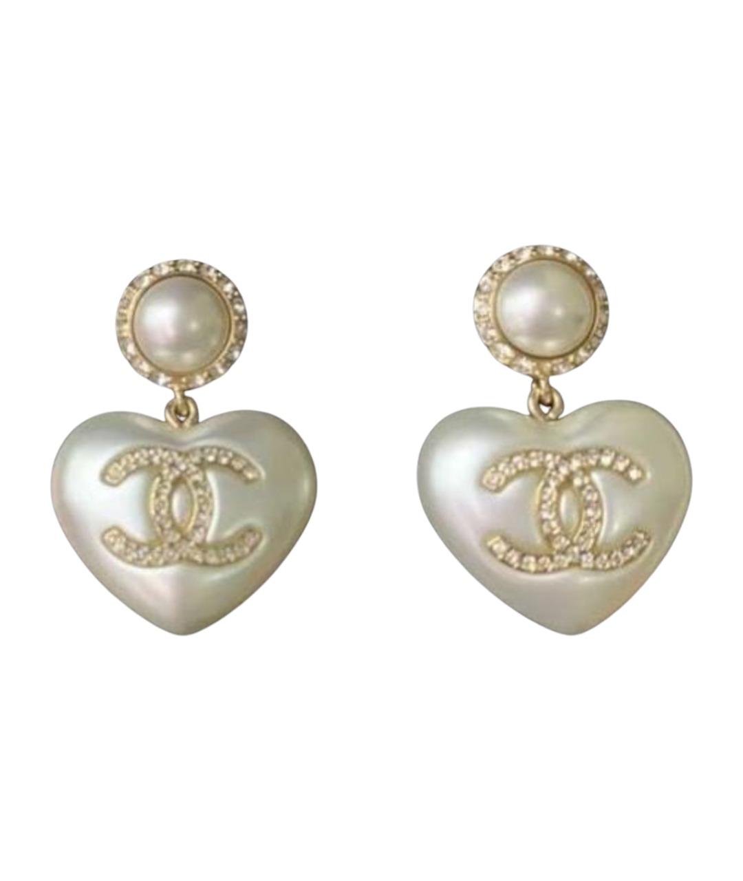 CHANEL Белые серьги, фото 1