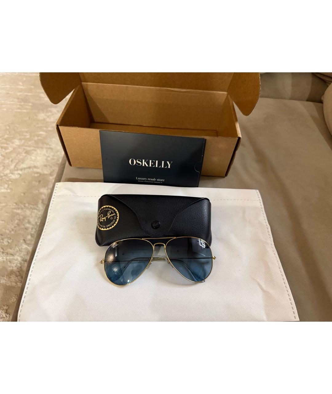 RAY BAN Антрацитовые металлические солнцезащитные очки, фото 5