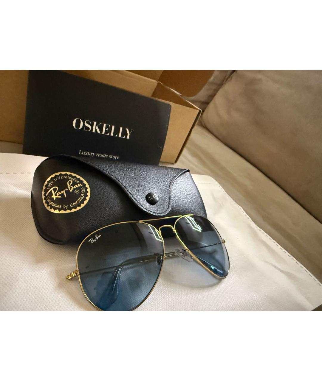 RAY BAN Антрацитовые металлические солнцезащитные очки, фото 2