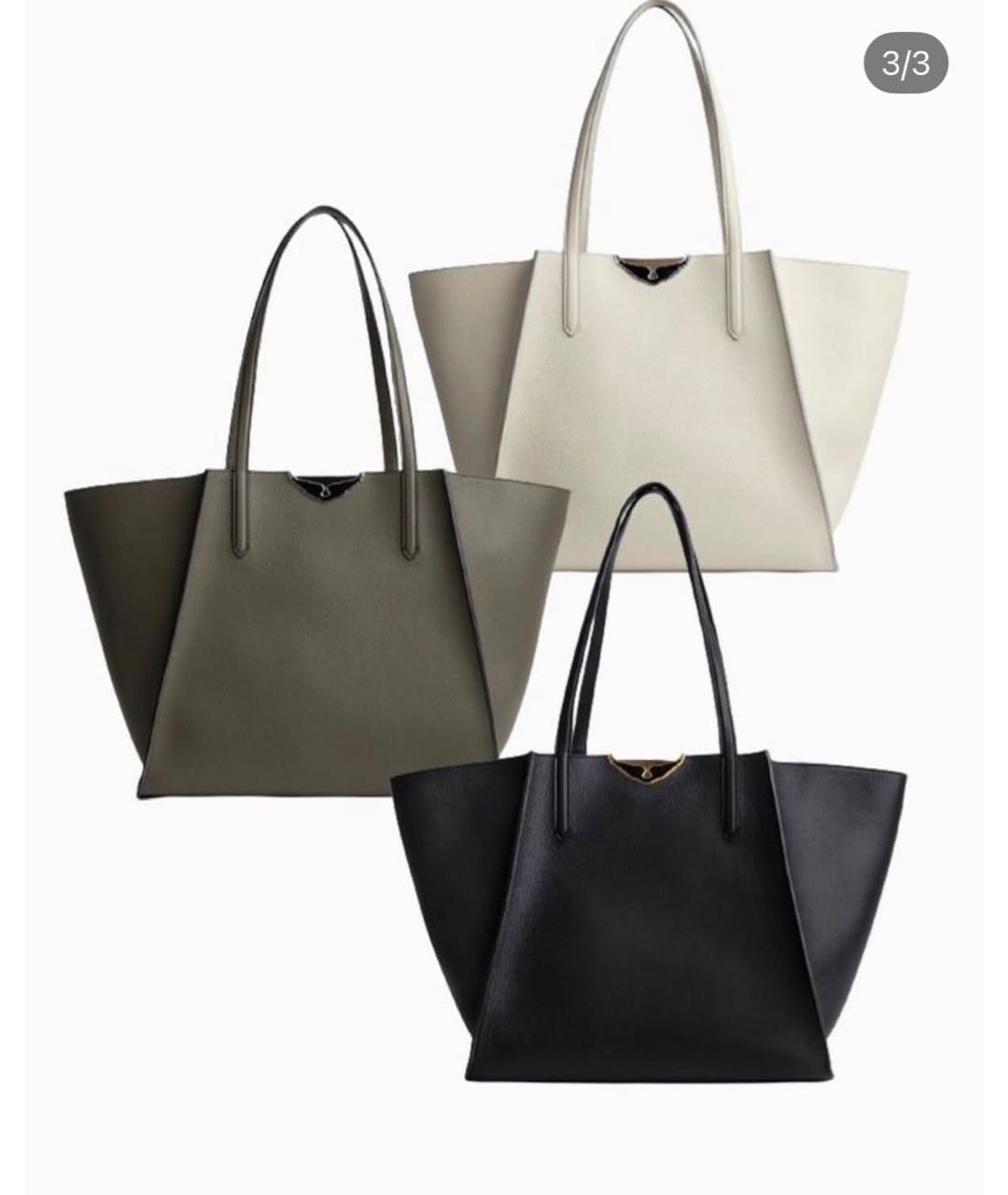 ZADIG & VOLTAIRE Черная кожаная сумка тоут, фото 4