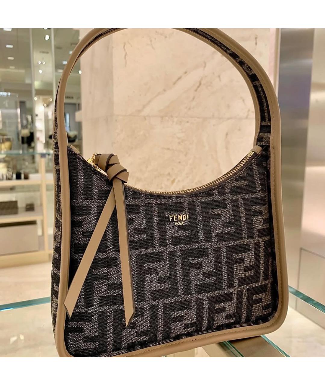 FENDI Коричневая сумка с короткими ручками, фото 4