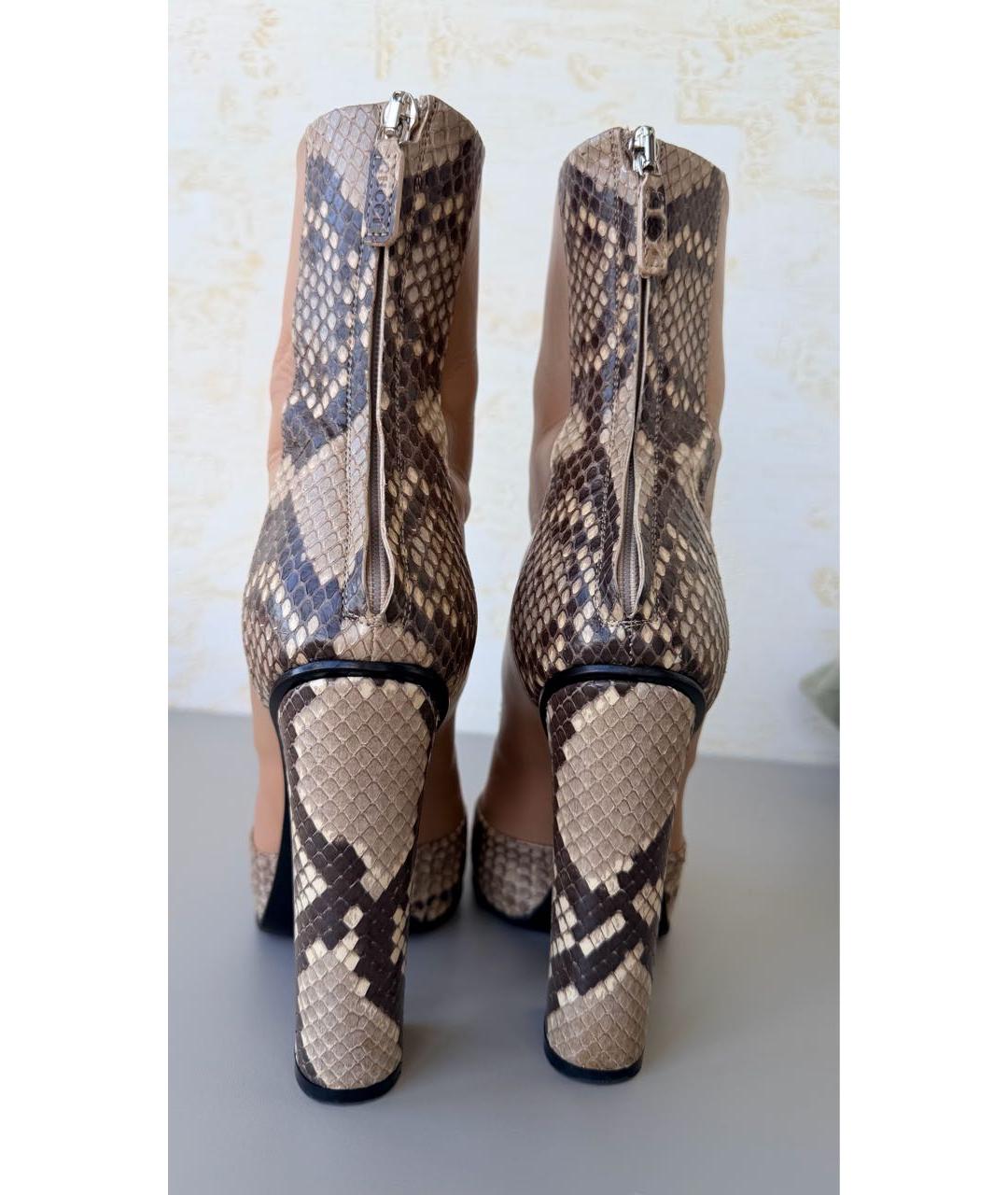 GUCCI Бежевые ботильоны из кожи питона, фото 3