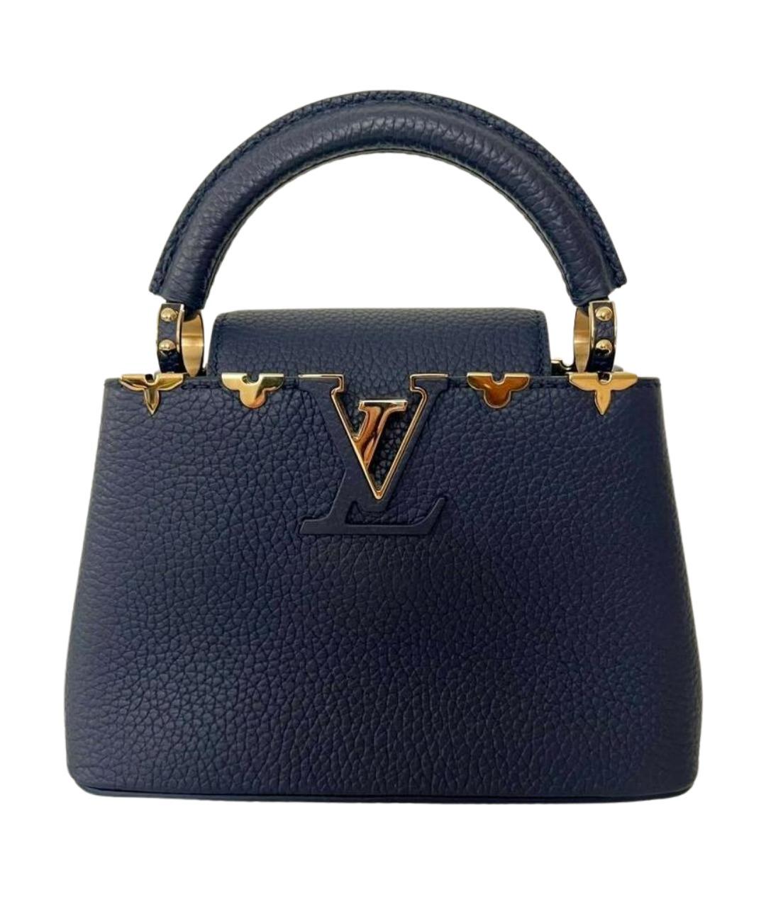 LOUIS VUITTON Темно-синяя кожаная сумка с короткими ручками, фото 1