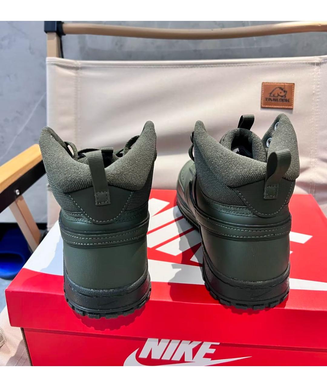 NIKE Хаки кожаные высокие кроссовки / кеды, фото 7