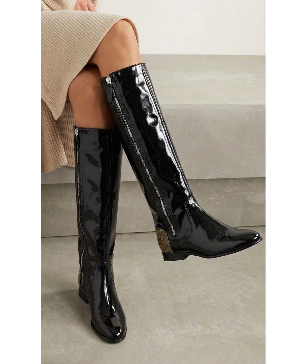 CHANEL Черные сапоги из лакированной кожи, фото 4
