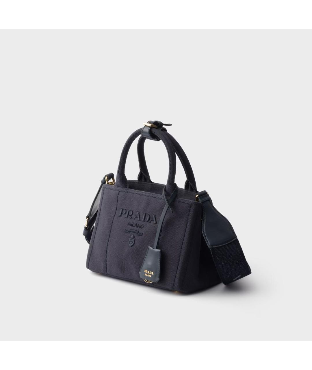 PRADA Темно-синяя хлопковая сумка с короткими ручками, фото 2