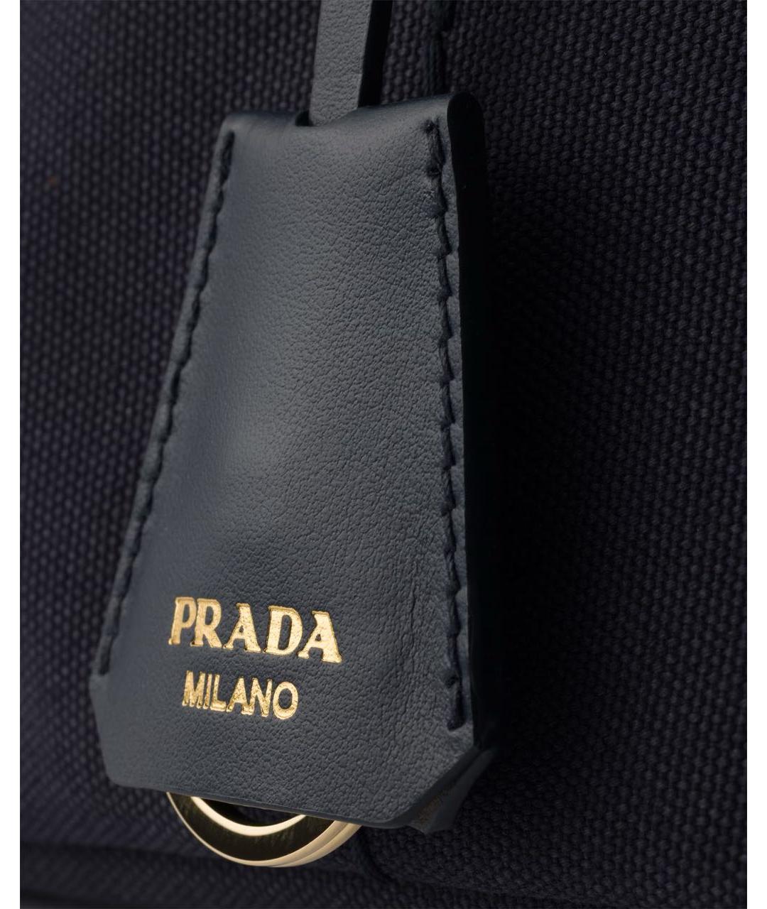 PRADA Темно-синяя хлопковая сумка с короткими ручками, фото 5