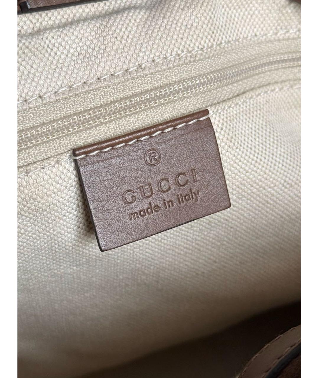 GUCCI Бежевая тканевая сумка тоут, фото 5
