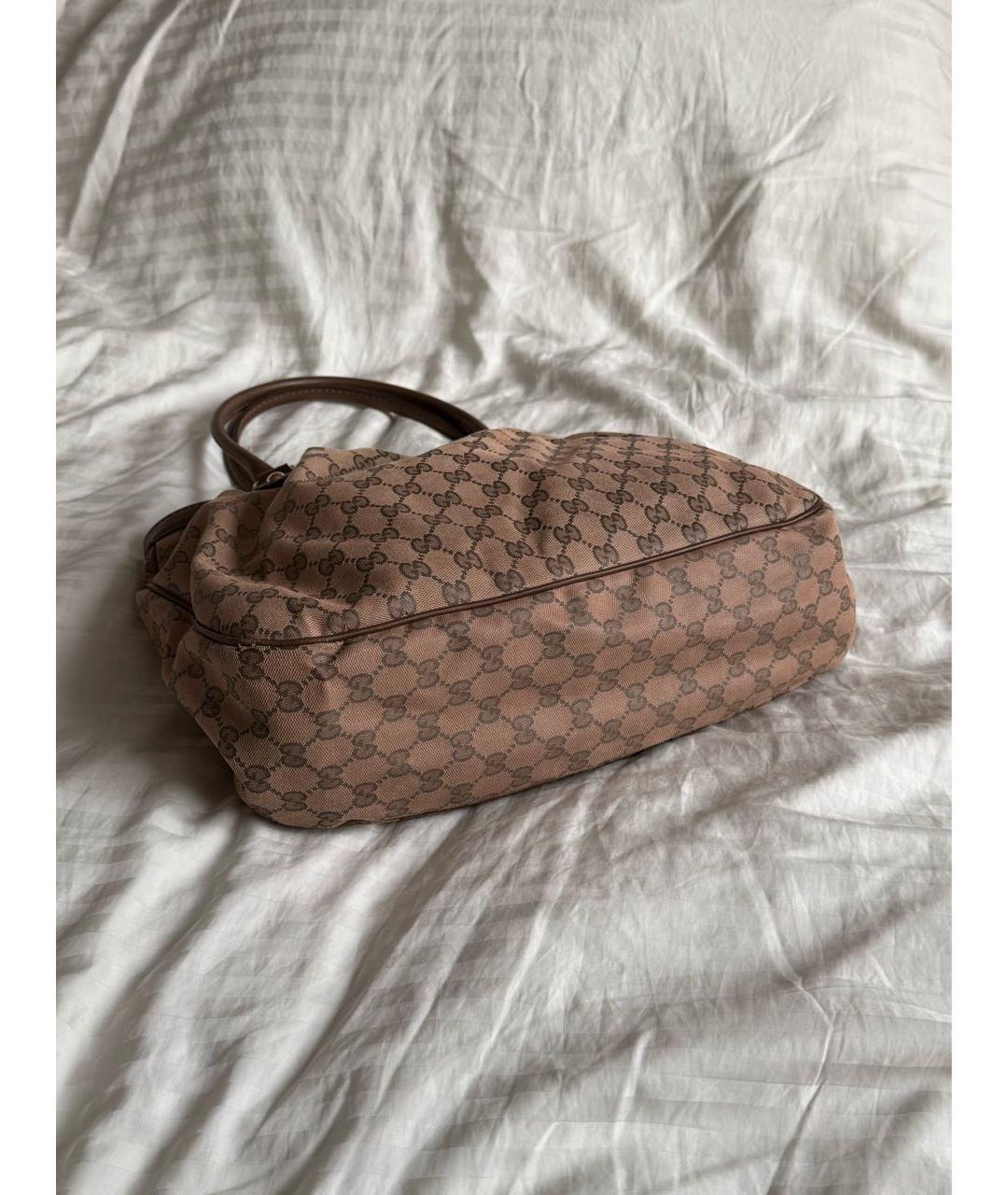 GUCCI Бежевая тканевая сумка тоут, фото 3