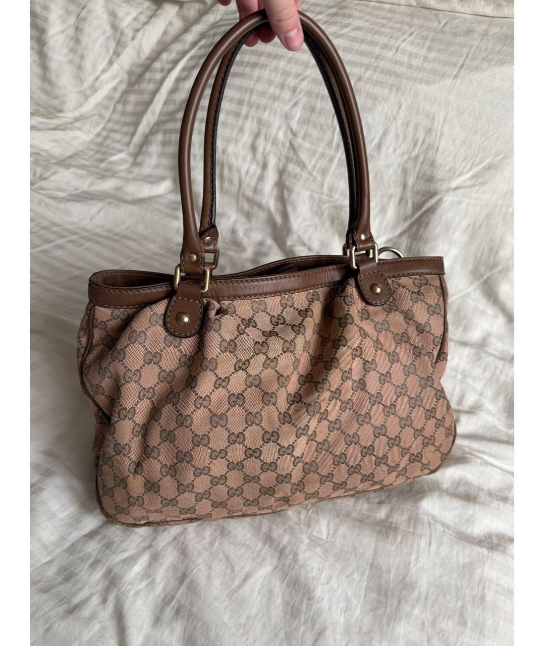 GUCCI Бежевая тканевая сумка тоут, фото 2
