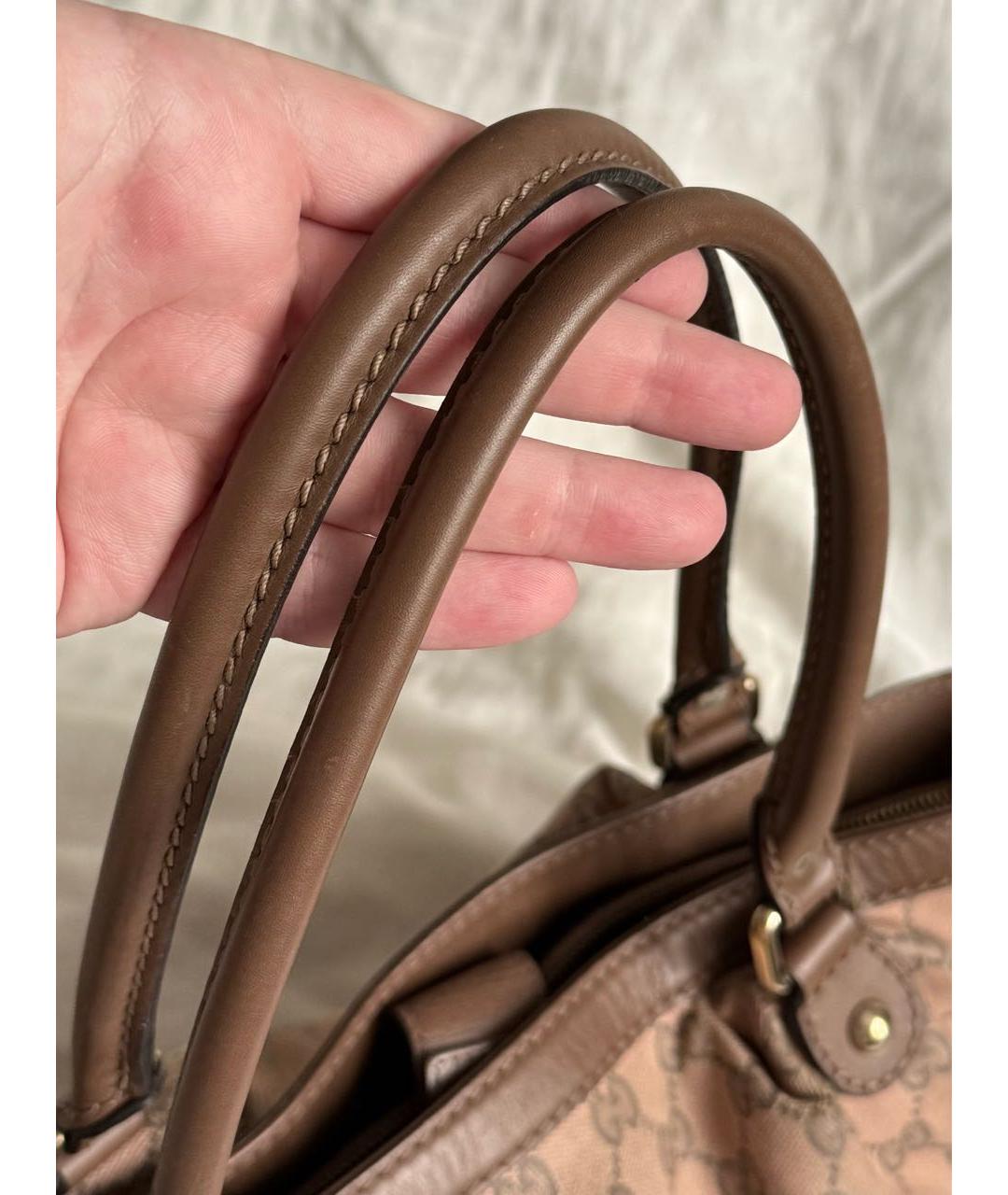 GUCCI Бежевая тканевая сумка тоут, фото 4