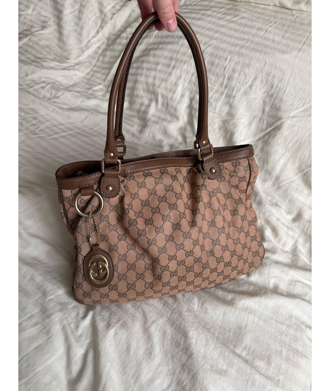 GUCCI Бежевая тканевая сумка тоут, фото 9