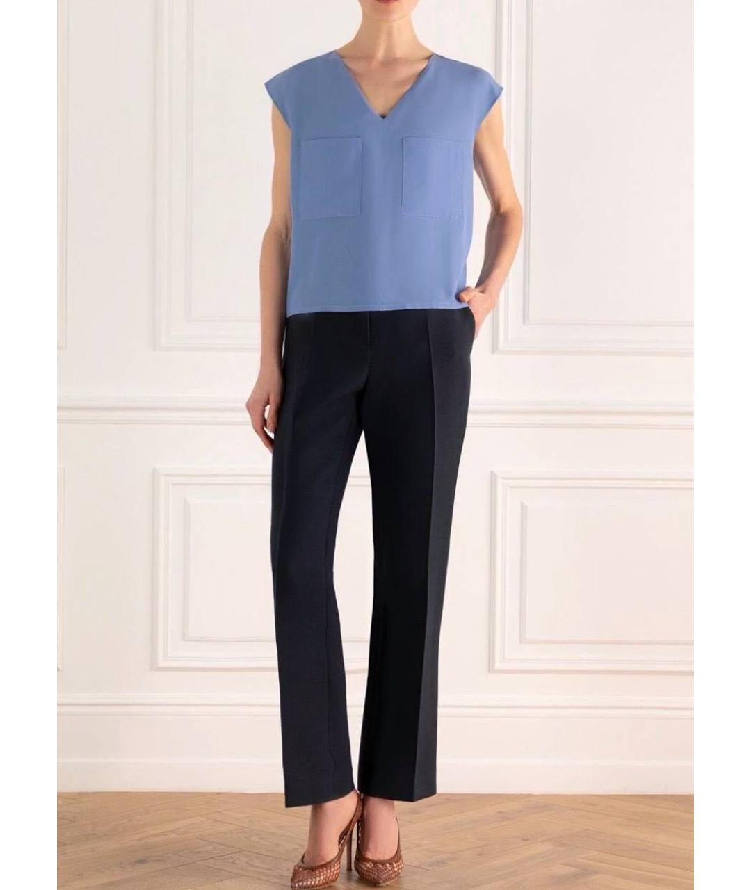 CHRISTIAN DIOR Темно-синие шерстяные прямые брюки, фото 3