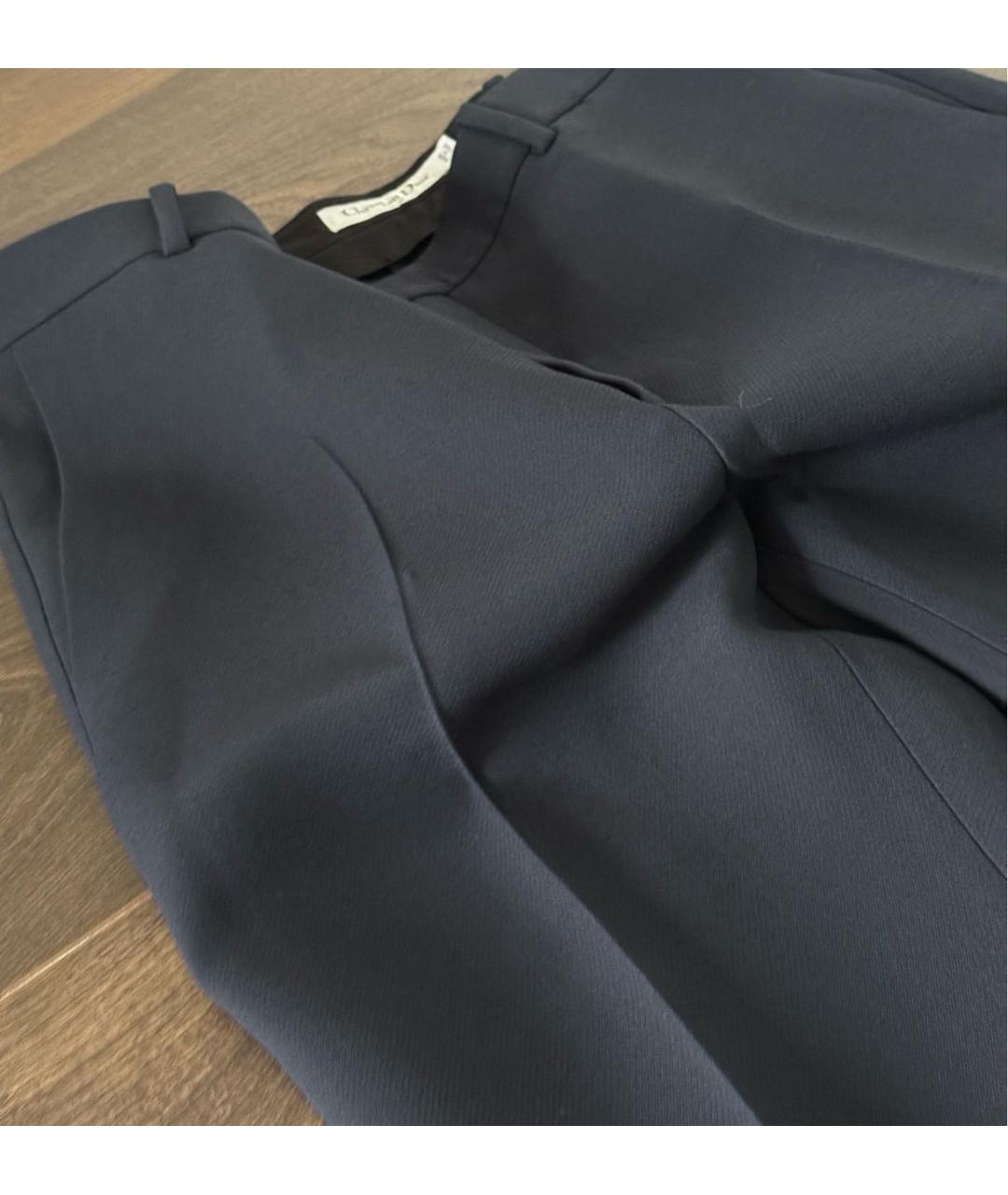 CHRISTIAN DIOR Темно-синие шерстяные прямые брюки, фото 4