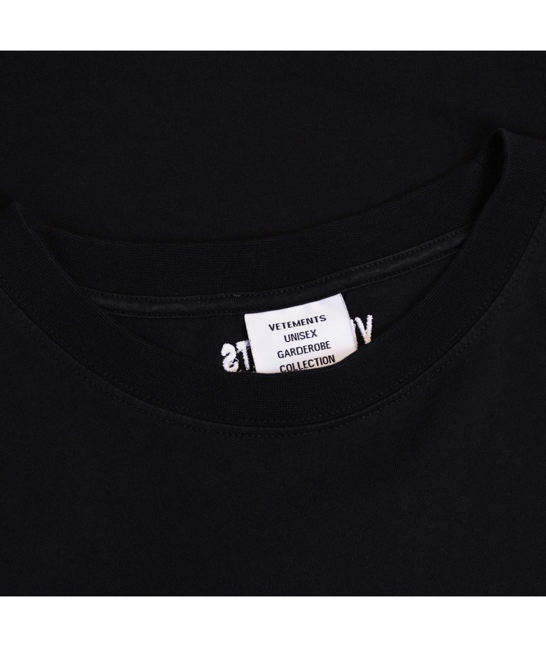 VETEMENTS Черная хлопковая футболка, фото 3