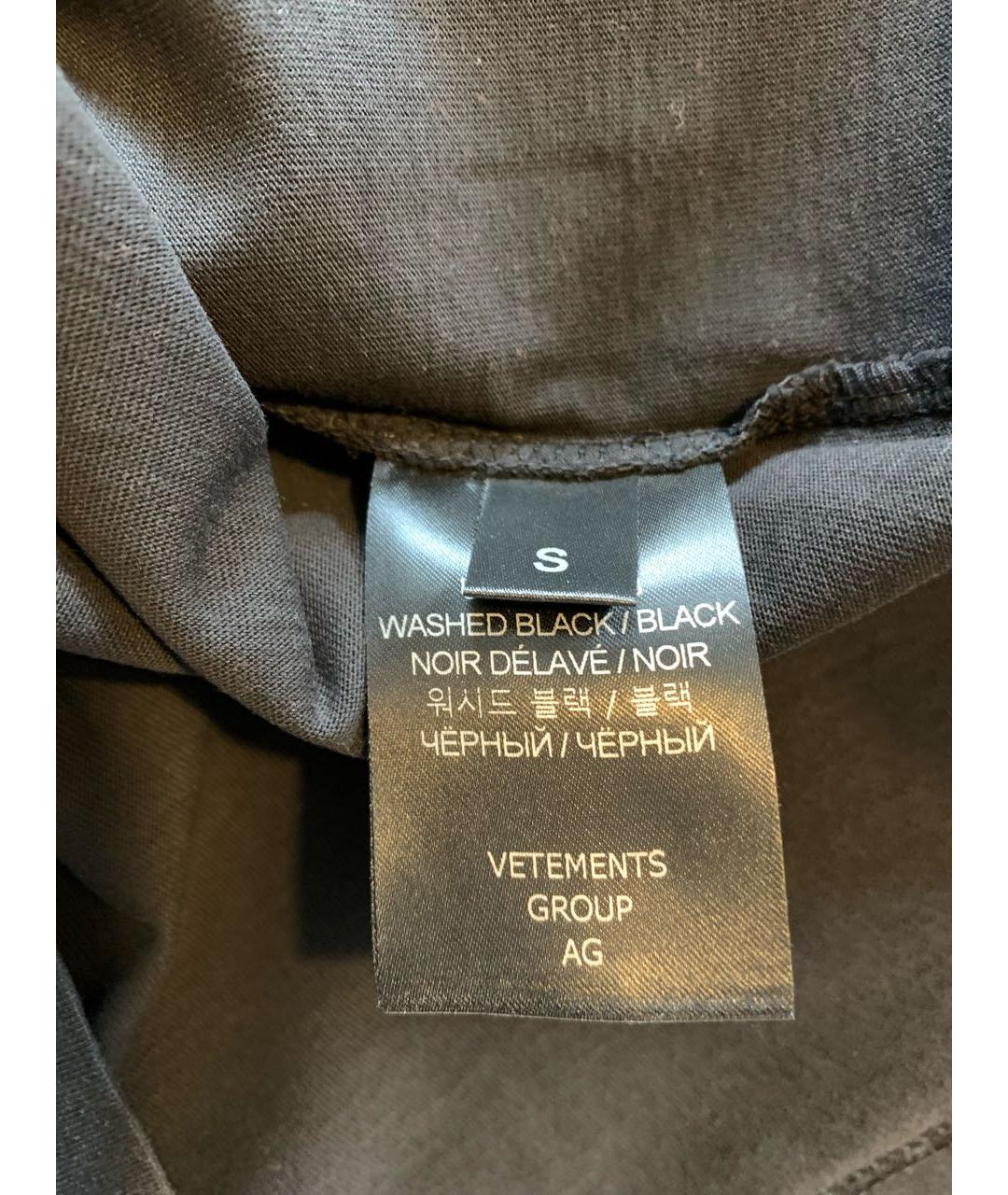 VETEMENTS Черная хлопковая футболка, фото 4
