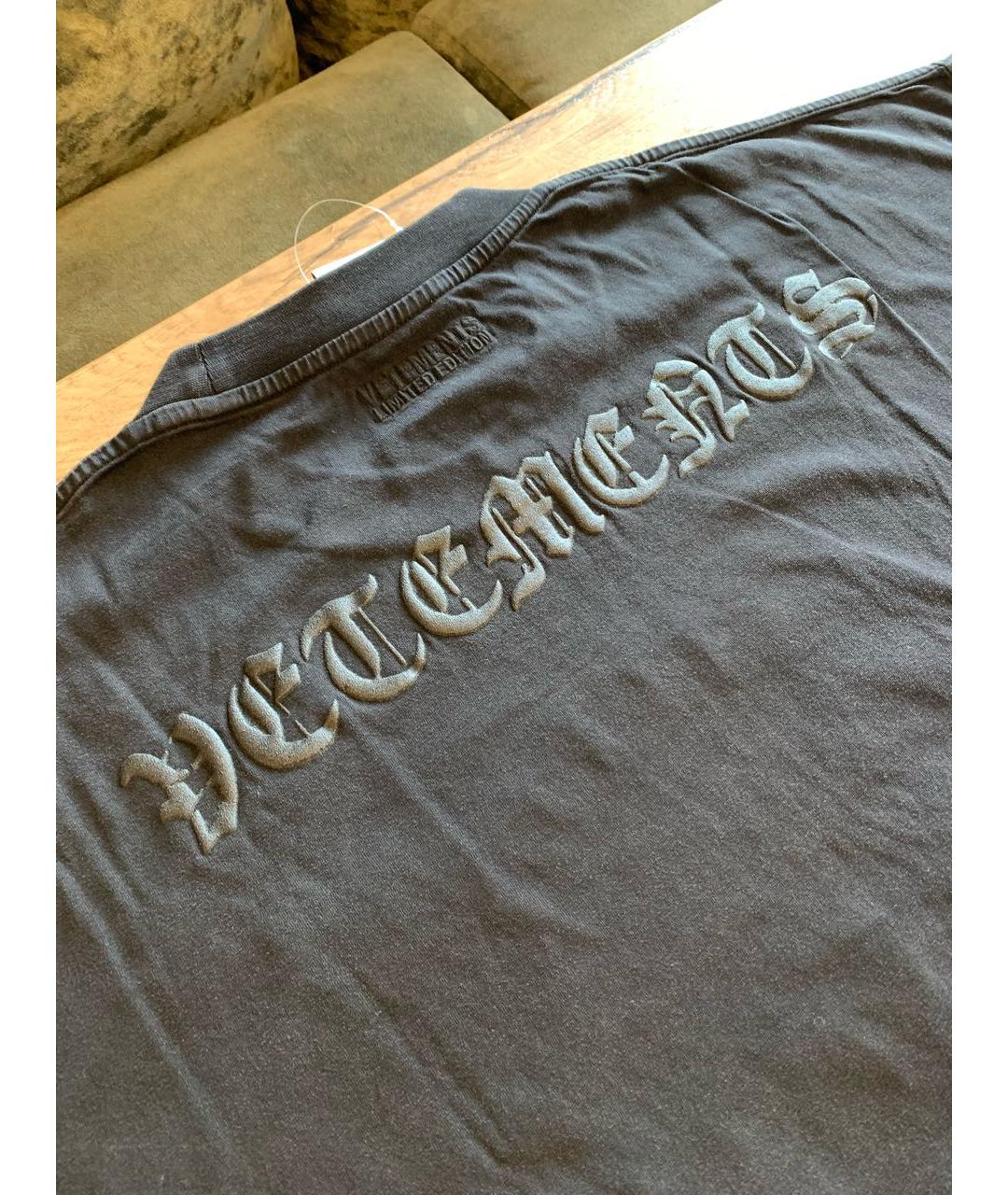 VETEMENTS Черная хлопковая футболка, фото 7