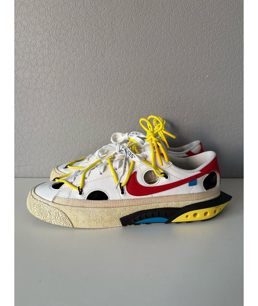 NIKE X OFF-WHITE Белые кожаные низкие кроссовки / кеды, фото 3
